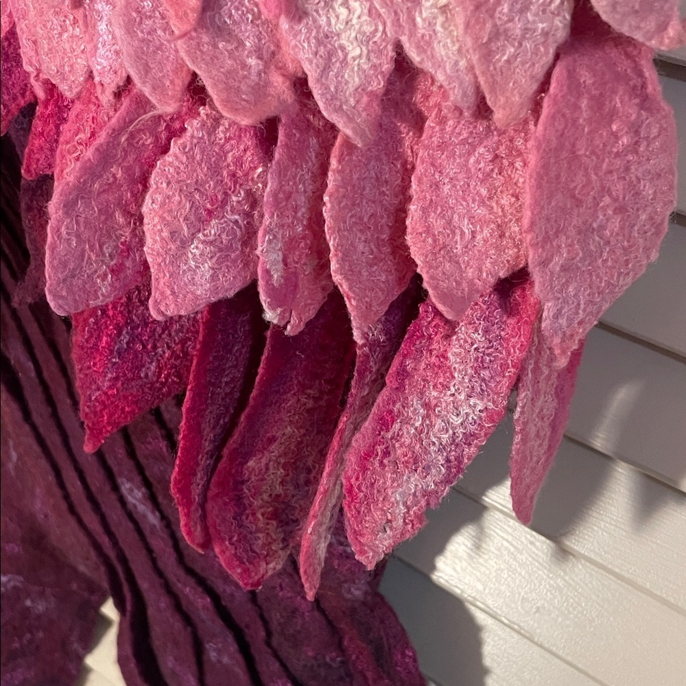 Winged Angel Wing OOAK Pink Handcrafted Felted Wool Purple Feathered Backpack - Picture 5 of 16
